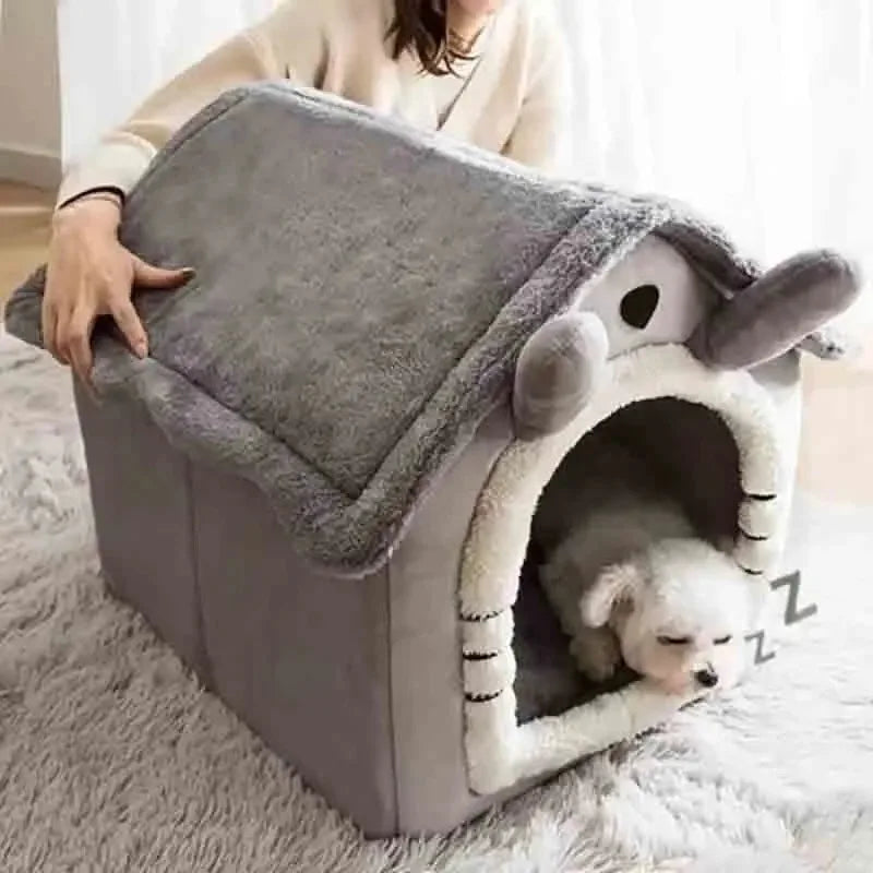 Casa de cachorro quente interior macio cama para animais de estimação tenda casa canil gato cama removível e lavável almofada adequada quatro estações universal