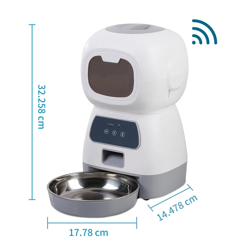 Alimentador automático para animais de estimação, 3,5l, wi-fi, inteligente, redemoinho, alimentador lento para cães, com gravador de voz, grande capacidade, temporizador, dispensador de comida de gato