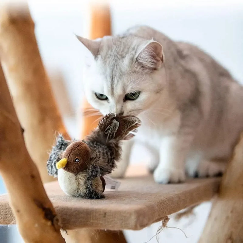 Brinquedos interativos para gatos, pássaros voadores, brinquedo para gatos, asas batendo, pardal, catnip, brinquedos vívidos, chirpi]ng, simulação de pássaros, brinquedo interativo para gatos