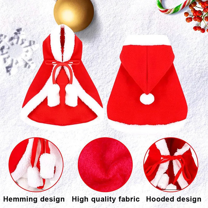 Traje de gato santa cosplay engraçado transformado gato/cachorro animal de estimação capa de natal vestir roupas lenço vermelho manto adereços decoração