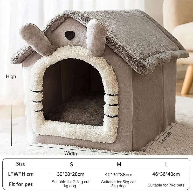 Casa de cachorro quente interior macio cama para animais de estimação tenda casa canil gato cama removível e lavável almofada adequada quatro estações universal