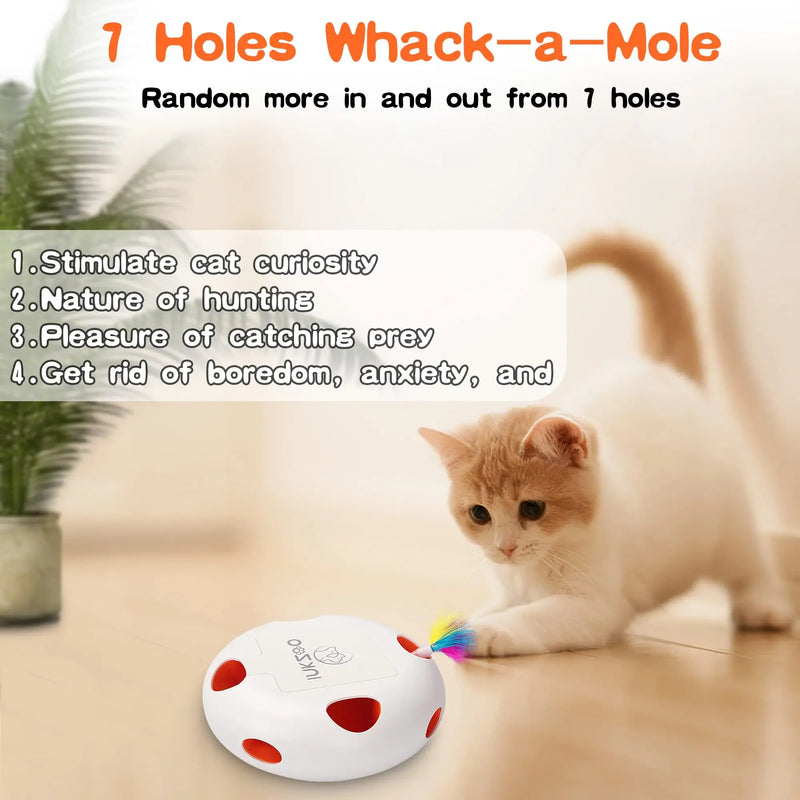 Brinquedos para gatos PERKEO, brinquedos interativos para gatos internos, brinquedo interativo inteligente para gatinhos, ratos automáticos com 7 furos Whack-A-Mole