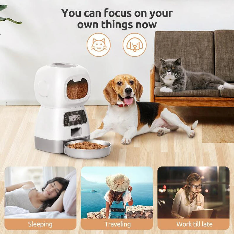 Alimentador automático para animais de estimação, 3,5l, wi-fi, inteligente, redemoinho, alimentador lento para cães, com gravador de voz, grande capacidade, temporizador, dispensador de comida de gato