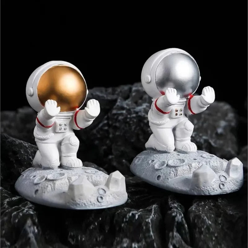 Decoração de mesa de escritório estilo nórdico astronautas suporte do telefone móvel ornamentos resina spaceman suporte brinquedos presente