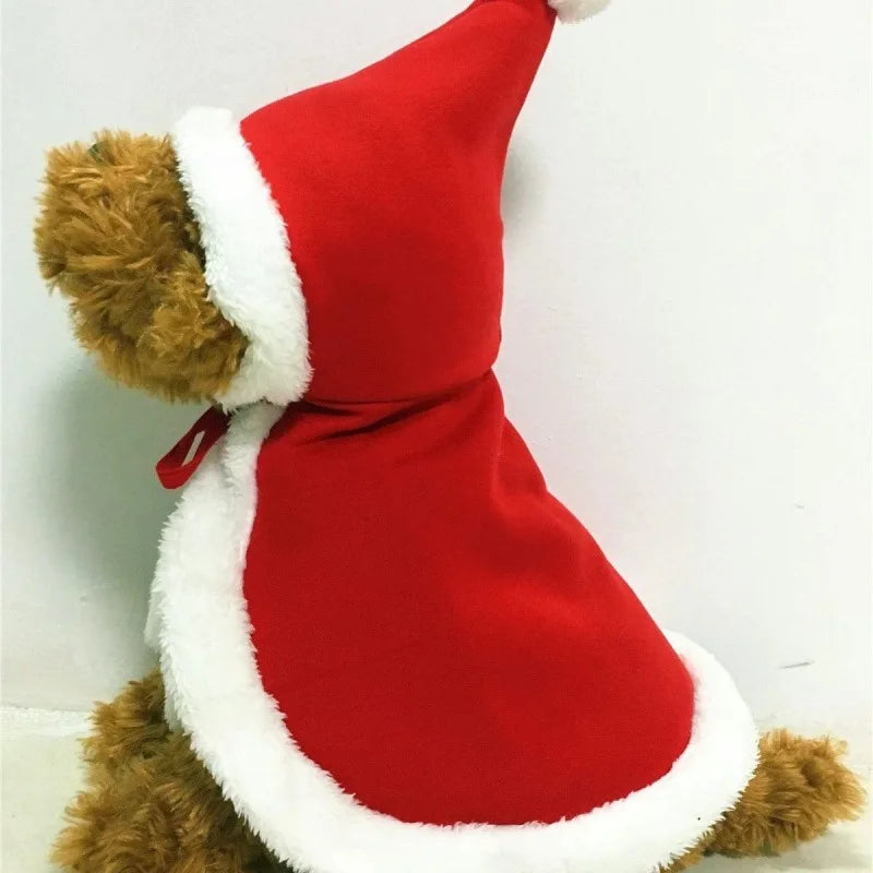 Traje de gato santa cosplay engraçado transformado gato/cachorro animal de estimação capa de natal vestir roupas lenço vermelho manto adereços decoração