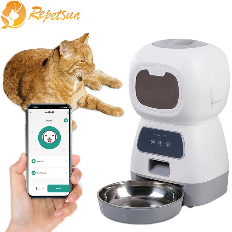 Alimentador automático para animais de estimação, 3,5l, wi-fi, inteligente, redemoinho, alimentador lento para cães, com gravador de voz, grande capacidade, temporizador, dispensador de comida de gato