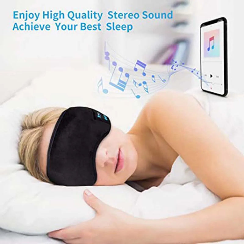 Bluetooth-compatível dormir fones de ouvido 3d máscara de olho sem fio viagem aérea 5.0 bandana macio elástico confortável música fones de ouvido