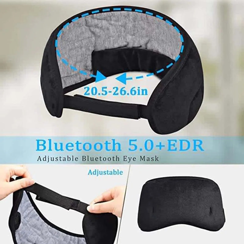 Bluetooth-compatível dormir fones de ouvido 3d máscara de olho sem fio viagem aérea 5.0 bandana macio elástico confortável música fones de ouvido