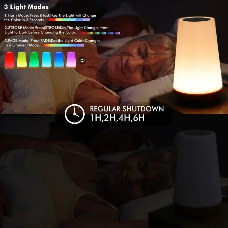 13 cores mudando luz noturna rgb controle remoto toque regulável lâmpada portátil mesa de cabeceira lâmpadas usb recarregável noite