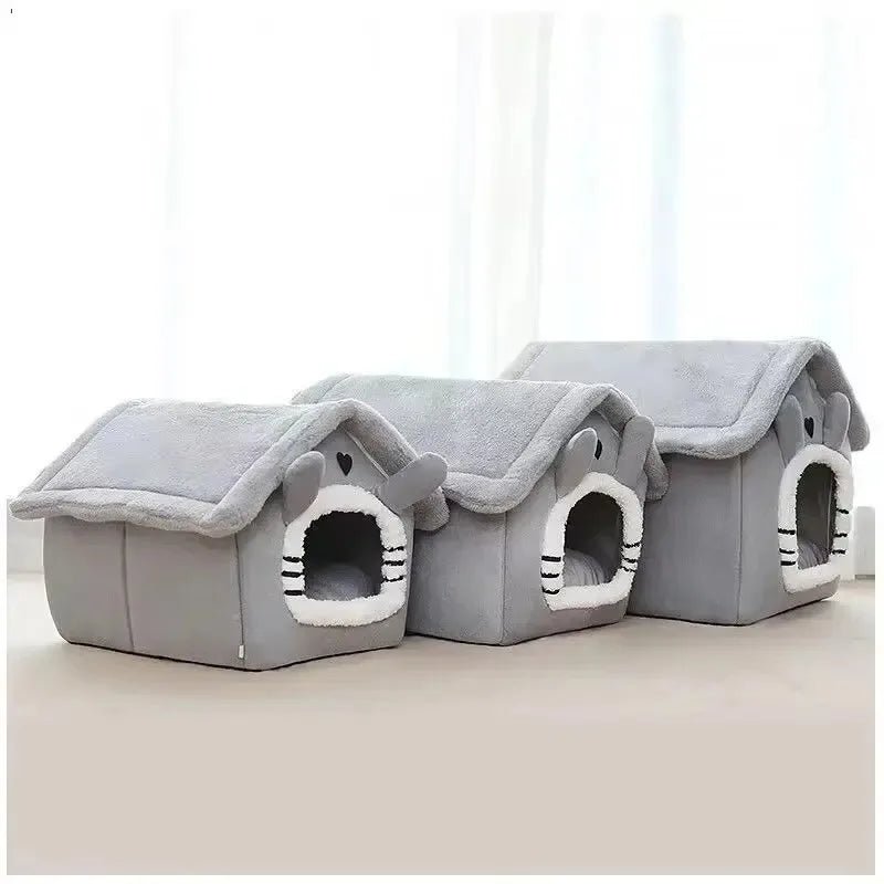 Casa de cachorro quente interior macio cama para animais de estimação tenda casa canil gato cama removível e lavável almofada adequada quatro estações universal